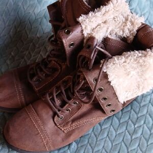 JustFab Brown Ankle Boots with Cream Lining